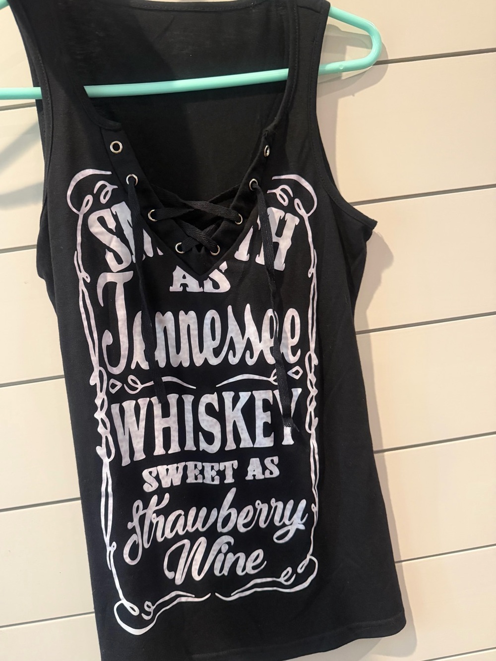 SHEIN Black Lace-Up Tank with White Tennessee Whiskey Graphic
